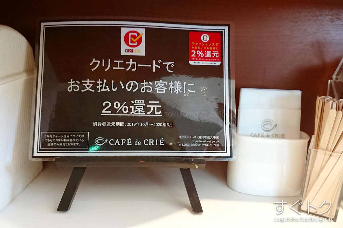 クリエカードで支払うとさらに2%還元