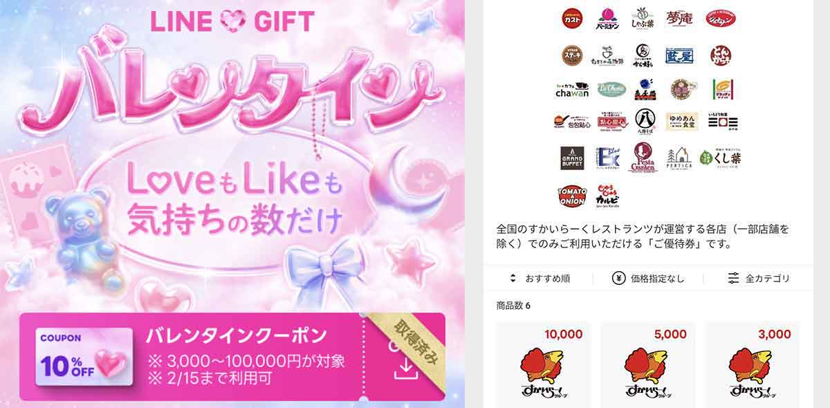 ガストで使えるLINEギフトのクーポン情報
