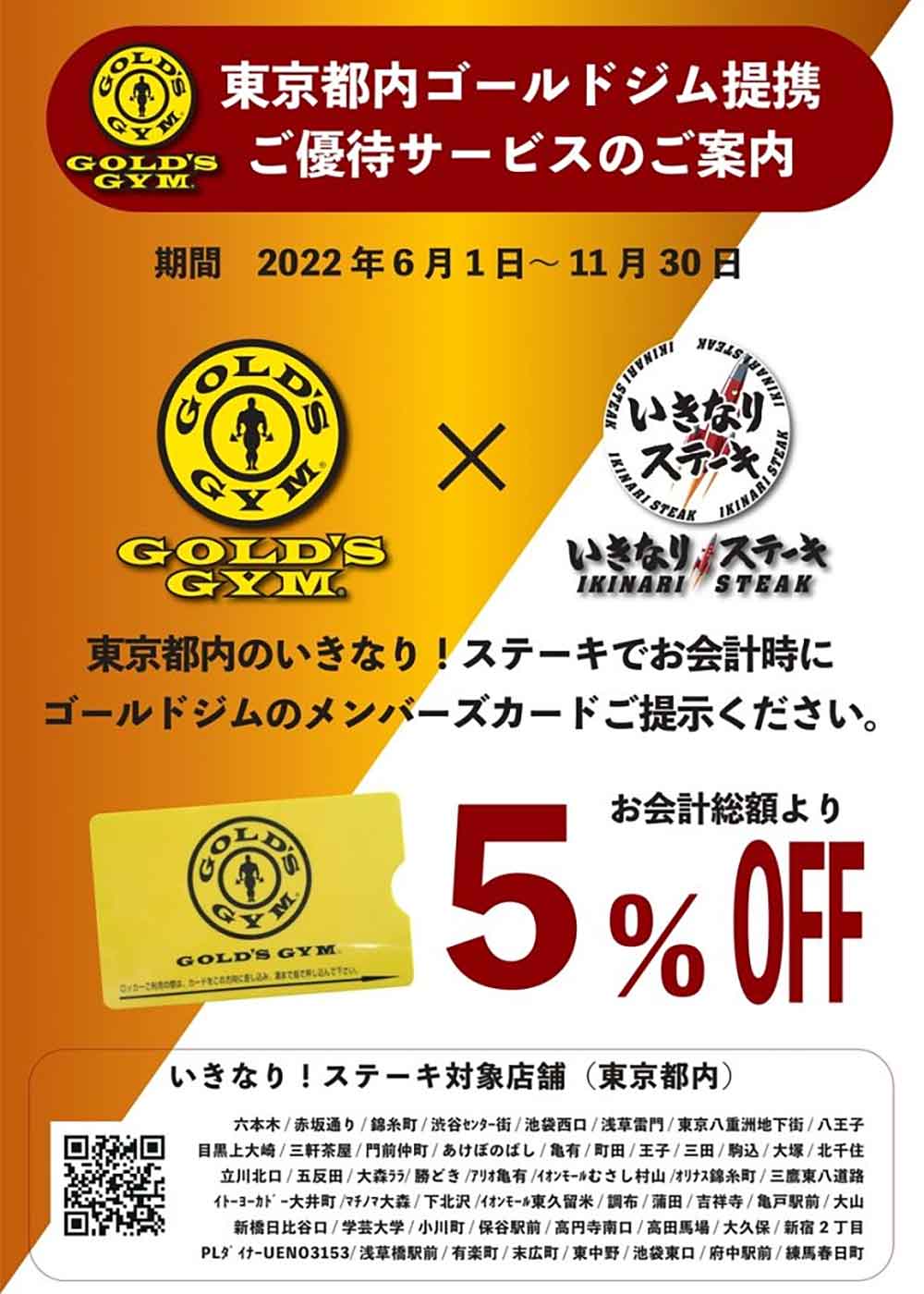 ゴールドジム5%オフ