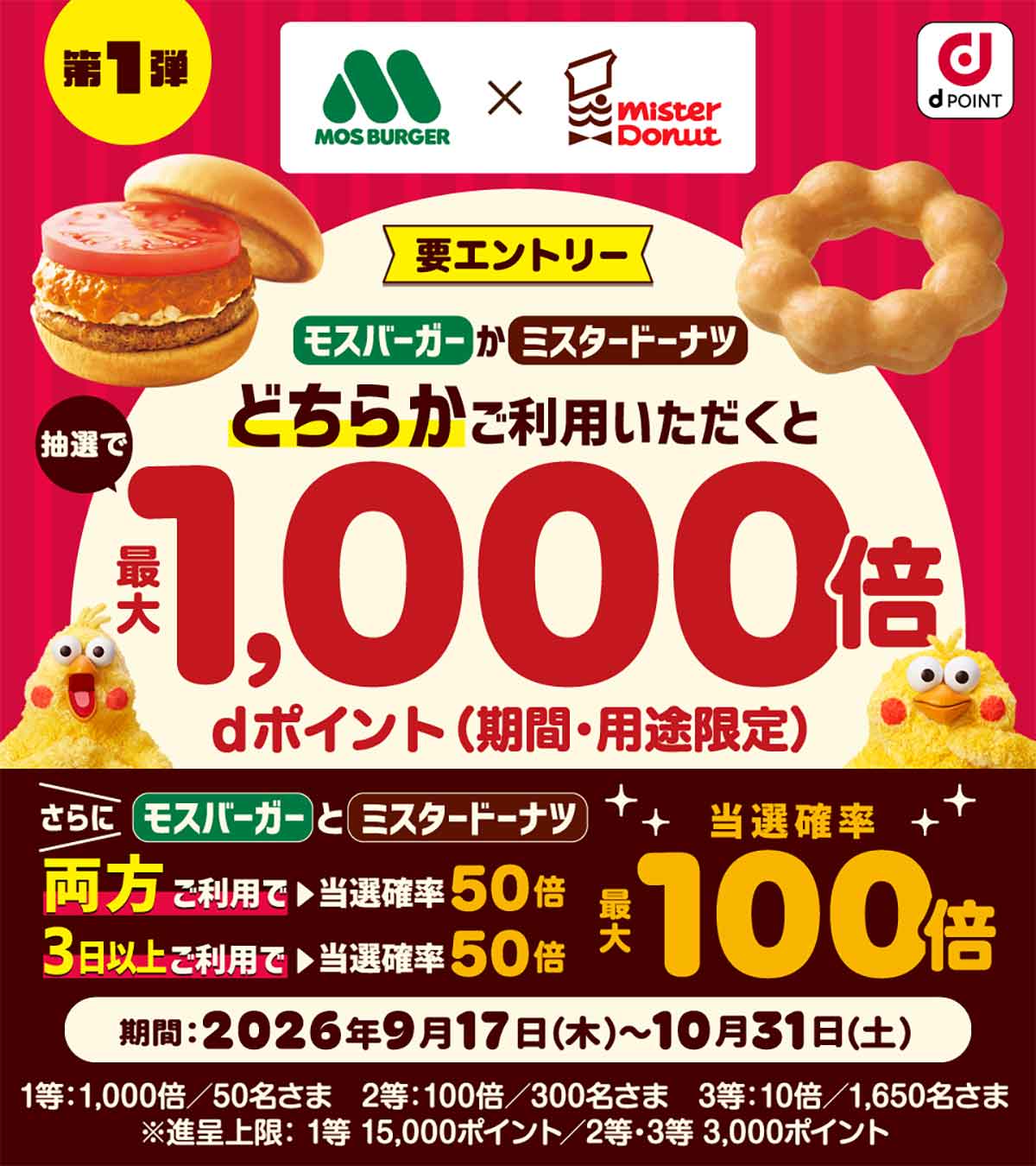 モスバーガー×ミスタードーナツ 最大2,000倍ポイントプレゼントキャンペーン
