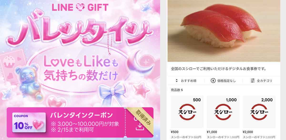 スシローで使えるLINEギフトのクーポン情報