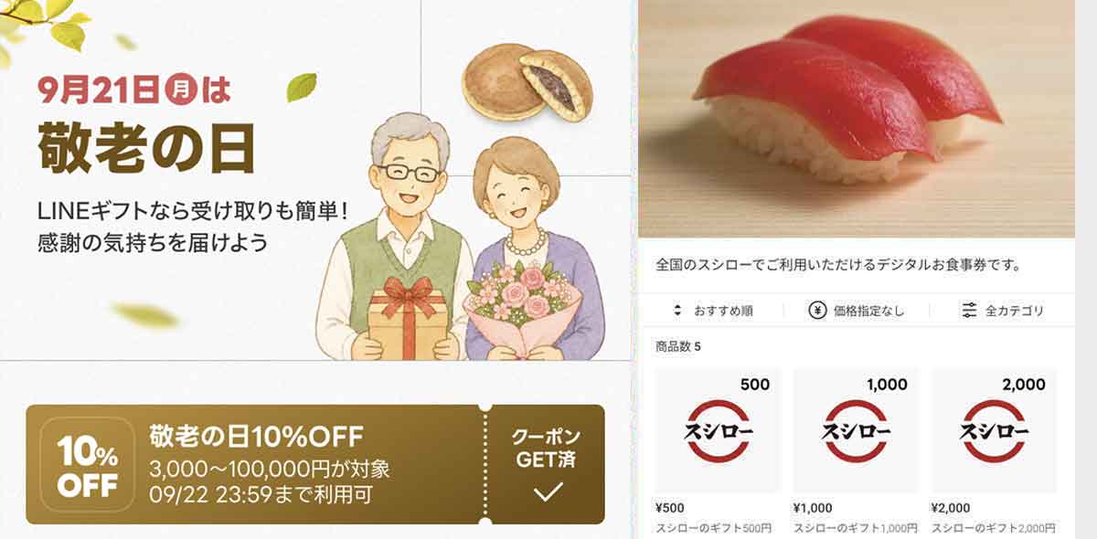 スシローで利用できるLINEギフト 10%OFFクーポン情報