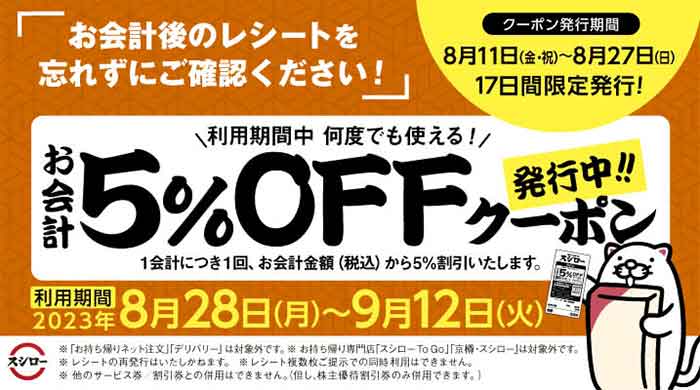 5%OFFクーポン