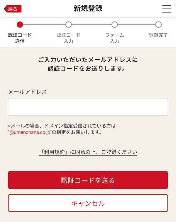 メールアドレス入力