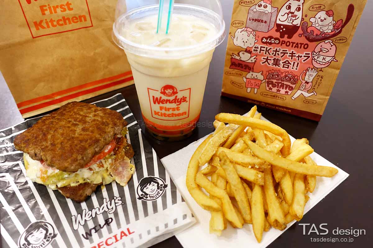 ウェンディーズのワイルド☆ロック、ポテト、ジュエルタピオカ ブラックティー